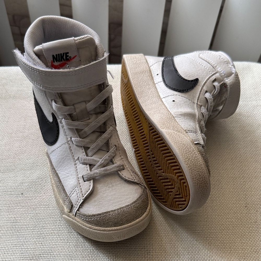 Nike White and Black High-Top Sneakers with Gum Outsole